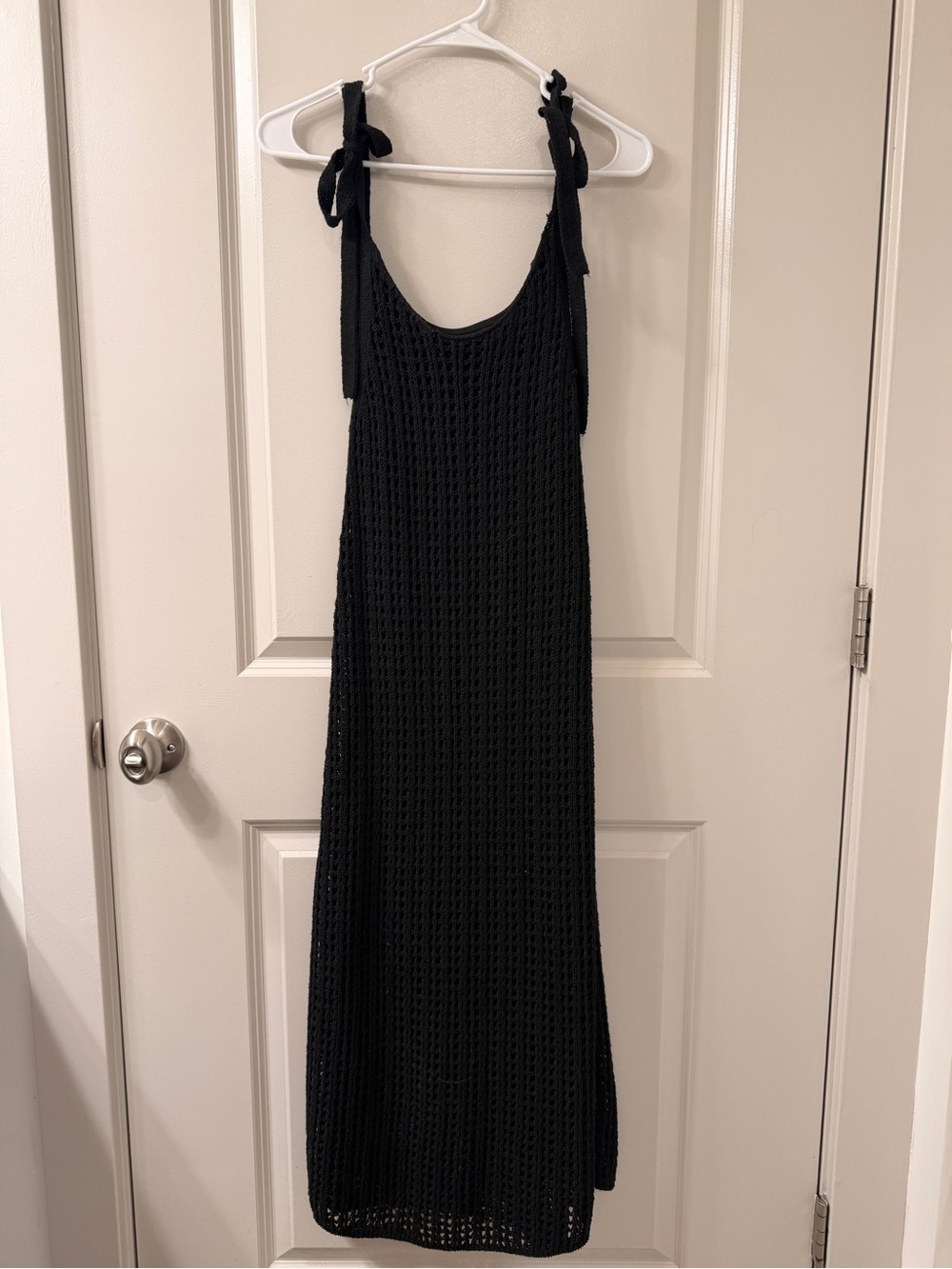 Zara Black Knit Tie-Shoulder Maxi Dress